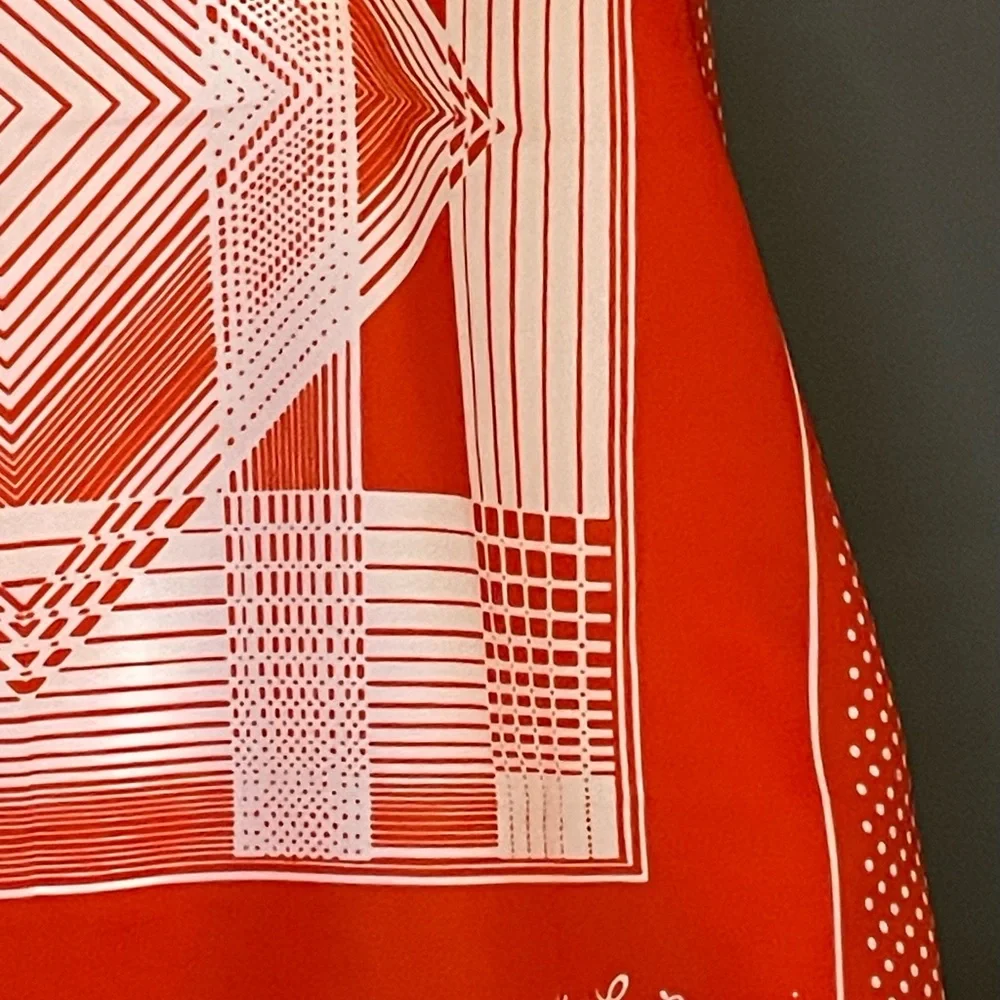 Vintage Crimson Red Germain Scarf 33 In Sq Excellent Condition